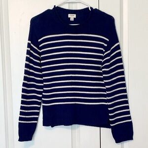 J. Crew Navy and White Striped Knit Sweater